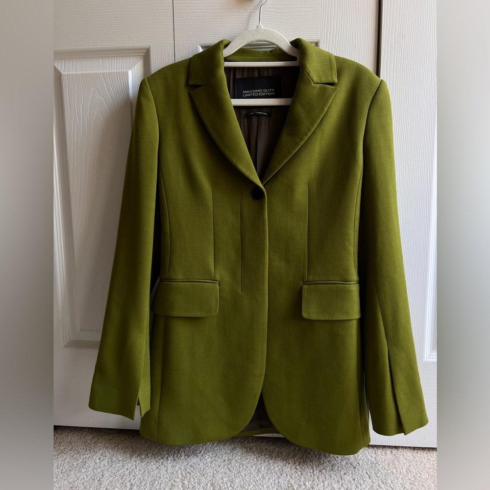 Massimo Dutti Classic Olive Green Blazer SIZE 4